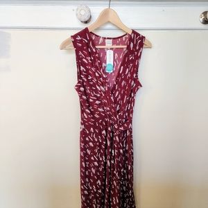 Sleeveless faux-wrap dress